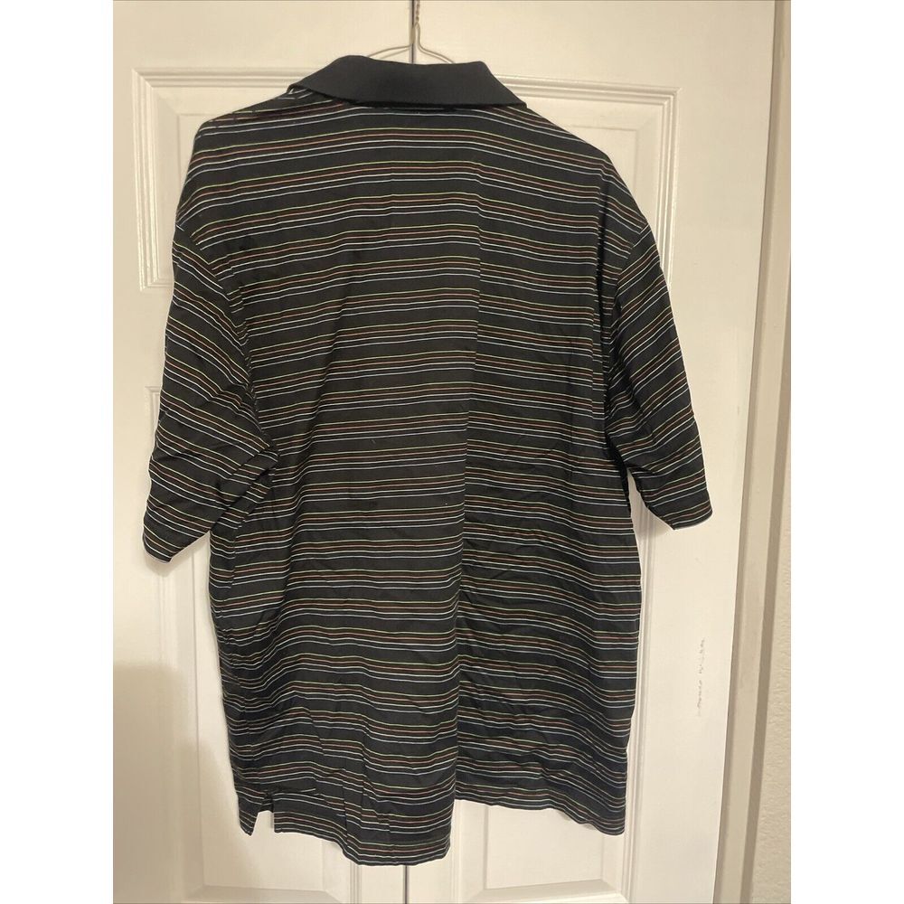 Bobby Jones Black Striped Golf Polo Cotton Button Down Collared Large - Picture 6 of 6